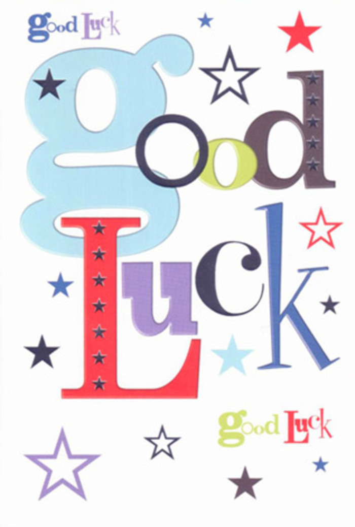 There's a lively exuberance in this luck-themed card, much like the bustling energy that fills the streets from Theatre Royal to the Olympic Park. Each letter is imbued with personality: broad, pastel blue curves mingle with slender swathes of jet black, fiery red, and lush olive, punctuated expertly by stars that dash like confetti down Stratford High Street. An airy swirl of white space lets the spectrum of colour truly stand out, creating a feeling of modern design married with heartfelt sincerity-a mini celebration ready to deliver optimism to any doorstep near Chobham Academy. The stars, large and demure, playful and serene, are scattered as if each wish were launching into the evening sky visible from West Ham Park. Not just a greeting, the card becomes a pocket-sized talisman at the start of any new journey, radiating the hope and encouragement that our neighbourhood is known for, hand-in-hand with every well-tied bouquet.